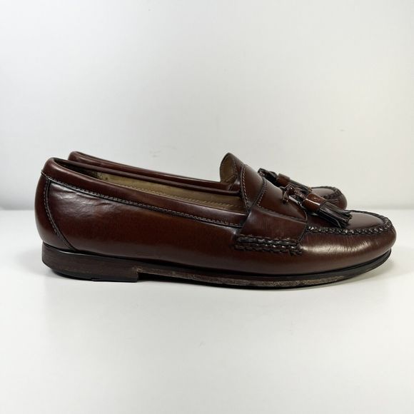Cole Haan Mens Mahogany Brown Leather Slip-On Pinch Tassel Loafer Size 8 D - Picture 2 of 10